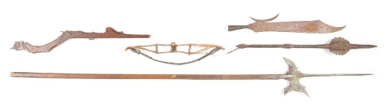 Lot of 4: European Weapons Including A 17th Century Halberd on Shaft, A 17th Century Partially Compl