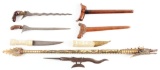 Lot of 5: An Interesting Lot of Five Ethnic Weapons, Including Two Indonesian Krisses, A Bone Mounte