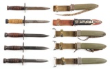 LOT OF 5: ONE M3 BAYONET AND FOUR M4 BAYONETS.