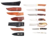 Lot of 7 Fixed Blade Knives by Galazan, Sam Cox. and Others.