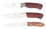 LOT OF 3: RON GASTON CUSTOM HUNTING KNIVES.