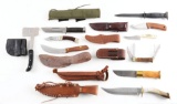 Lot of 10: Knives of Various Sizes, Including One Axe.