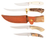 LOT OF 4: MIXED CUSTOM FIELD KNIVES BY TRABBIC AND BEAUCHAMP.