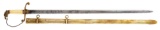 An Eagle Head Officer's Sword with Reeded Bone Grip and Silver Plated Scabbard with Presentation to