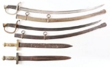 LOT OF 4: TWO 1840 CAVALRY SABERS AND TWO 1832 SHORT SWORDS.