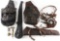 LOT OF 8: CAVALRY ITEMS INCLUDING SADDLEBAGS, GARAND SCABBARDS, AND VARIOUS CARRIERS.