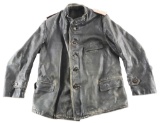 LOT OF 4: GERMAN WORLD WAR II LEATHER PANZER JACKET, SS OVERSEAS CAP, POLICE OFFICER TROUSERS, AND J