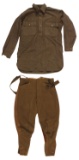 LOT OF 5: THREE WORLD WAR I ERA CAVALRY UNIFORMS AND TWO MATCHING TROUSERS.