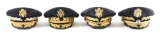 Lot Of 4: US Army General's Dress Visor Caps.