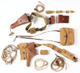 Lot Of 16: Early 20th Century U.S. Army Holsters, Belts, Lanyards And Pouches.