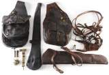 LOT OF 8: CAVALRY ITEMS INCLUDING SADDLEBAGS, GARAND SCABBARDS, AND VARIOUS CARRIERS.