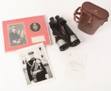 LOT OF 4: LORD MOUNTBATTEN MILITARY BINOCULARS, FRAMED PICTURE MONTAGE, SIGNED LET