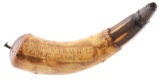 Small Memento Mori Engraved Powder Horn of Benjamin Stillwill Dated 1759, ex. William H. Guthman.