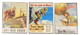 LOT OF 3: WORLD WAR II AVIATION THEMED POSTERS.