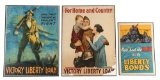 LOT OF 3: WORLD WAR I ERA LIBERTY LOANS/BONDS POSTERS.