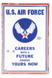 DOUBLE SIDED PORCELAIN & STEEL U.S. ARMY & AIR FORCE RECRUITING SIGN.