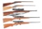 (C+M) LOT OF 5: SINGLE SHOT AND BOLT ACTION RIFLES, SOME WITH SCOPES, FROM REMINGTON, SAVAGE, RUGER,