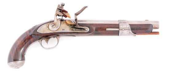 (A) RARE POSSIBLY UNIQUE AMERICAN FLINTLOCK SINGLE SHOT PISTOL, WITH A DISTINGUISHED PROVENANCE, MAD
