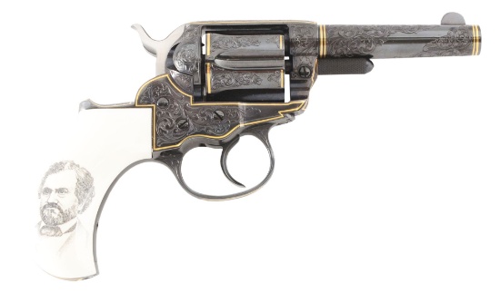 (A) ENGRAVED COLT MODEL 1877 LIGHTNING DOUBLE ACTION REVOLVER (1886).
