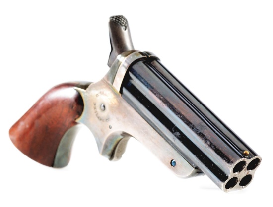 (A) IMPRESSIVE SILVER PLATED SHARPS FOUR BARREL DERINGER