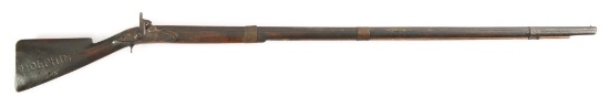 (A) A UNIQUE AND MOST INTERESTING MASSIVE .90 CALIBER PERCUSSION GUN WITH NEARLY 5' LONG BARREL, CON