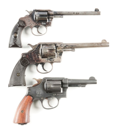 (C+A) LOT OF 3: COLT POLICE POSITIVE TARGET, 1895 COLT NAVY & U.S. NAVY SMITH & WESSON REVOLVERS.