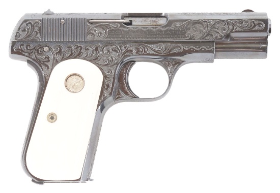 (C) MASTER ENGRAVED COLT 1908 SEMI AUTOMATIC .380 PISTOL (1937).