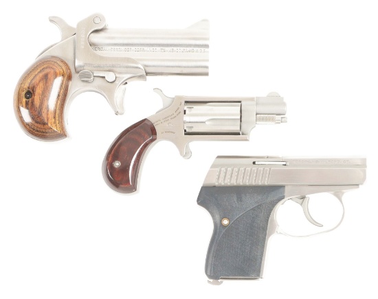 (M) LOT OF THREE: POCKET PISTOLS AND REVOLVER.