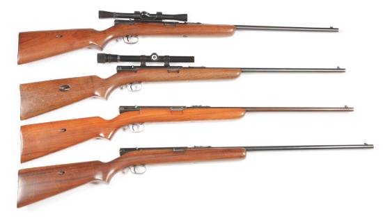 (C) LOT OF 4: WINCHESTER 74 SEMI AUTOMATIC RIFLES.
