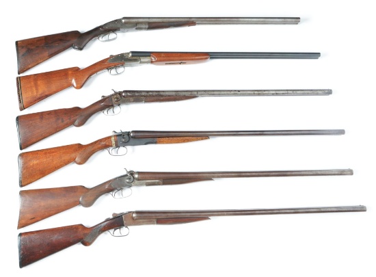 (C+A) LOT OF SIX: SIX DOUBLE BARREL SHOTGUNS FROM LEFEVER, CENTRAL ARMS, HOPKINS AND ALLEN, J. STEVE