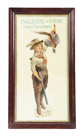 1910 Nobel's Explosive Co. Ballistite & Empire Shotgun Powders Framed Advertising Sign.
