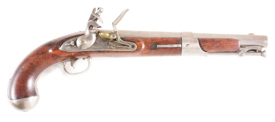 (A) U.S. MODEL 1819 FLINTLOCK MARTIAL PISTOL BY NORTH DATED 1822.