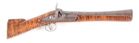 (A) A MID 19TH CENTURY OTTOMAN PERCUSSION GUN STOCK BLUNDERBUSS PISTOL.