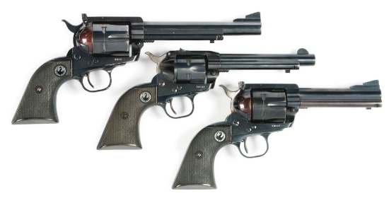 (C) LOT OF THREE: THREE FINE 1950S RUGER PRE-WARNING REVOLVERS.