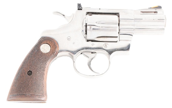 (M) RARE POLISHED STAINLESS STEEL 2 - 1/2" COLT PYTHON DOUBLE ACTION REVOLVER.