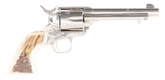 (M) BOXED COLT 3RD GENERATION NICKLE SINGLE ACTION ARMY .45 REVOLVER (1988).