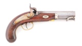 (A) AN AMERICAN PERCUSSION SINGLE SHOT BELT PISTOL BY TRYON PHILADELPHIA WITH STIRRUP RAMMER.
