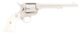 (M) BOXED COLT SINGLE ACTION ARMY .45 NICKEL REVOLVER w/IVORY (1989)