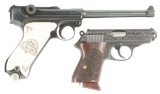 (C) LOT OF TWO: DWM LUGER AND WALTHER PPK SEMI-AUTOMATIC PISTOLS.