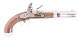 (A) AN INTERESTING US MODEL 1836 FLINTLOCK MARTIAL PISTOL BY R. JOHNSON DATED 1842 WITH A BELT HOOK.