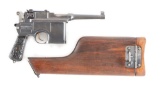 (C) MAUSER BOLO BROOMHANDLE SEMI-AUTOMATIC PISTOL, VL&D MARKED WITH STOCK.