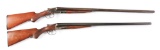 (C) LOT OF TWO: MERIDEN 12 GAUGE SXS & FOX STERLINGWORTH 12 GAUGE SIDE BY SIDE SHOTGUNS.