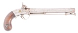 (A) A SCARCE WATERS ALL METAL SINGLE SHOT PERCUSSION PISTOL, CIRCA 1849, STAMPED ON RIGHT FLAT OF BA