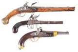 (A) COLLECTOR'S LOT OF THREE PISTOLS: TWO FLINTLOCK AND ONE PERCUSSION PISTOL, AN 1822 T-BIS BY ST.