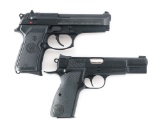 (C) LOT OF TWO: BERETTA 92 COMPACT L AND A NIGHTHAWK CONVERTED BROWNING HI POWER SEMI-AUTOMATIC PIST