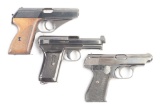 (C) LOT OF THREE: COLLECTOR'S LOT OF THREE GERMAN PISTOLS, TWO MAUSERS AND ONE J.P SAUER.