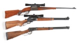 (M) LOT OF 3: SAVAGE 99 .300 SAVAGE WITH SCOPE, MARLIN 336CS .35 REMINGTON, AND BROWNING B97 .44 MAG