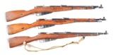 (C) LOT OF 3: ROMANIAN, HUNGARIAN, AND RUSSIAN M44 BOLT ACTION RIFLES.