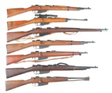 (C) LOT OF 7: CARCANO BOLT ACTION CARBINES AND RIFLE.