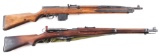 (C) LOT OF 2: CZ AND SWISS SEMI AUTOMATIC MILITARY RIFLES.